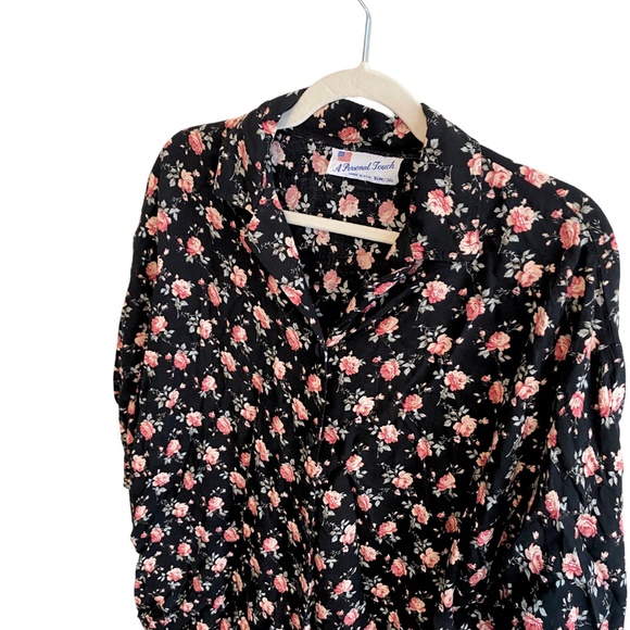 Vintage Pink Floral Button-up Shirt - Picture 2 of 4